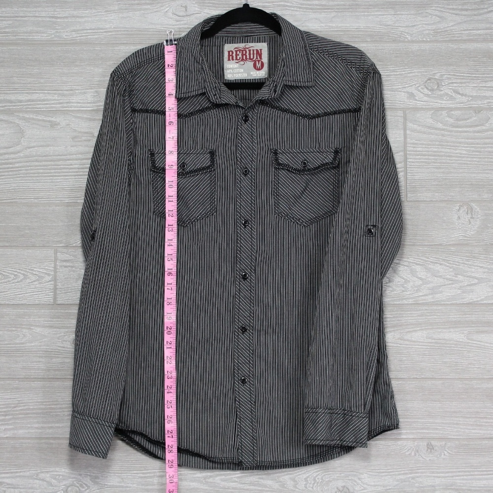 Rerun Western Embroidered Black Stripe Sz Medium - Picture 3 of 8